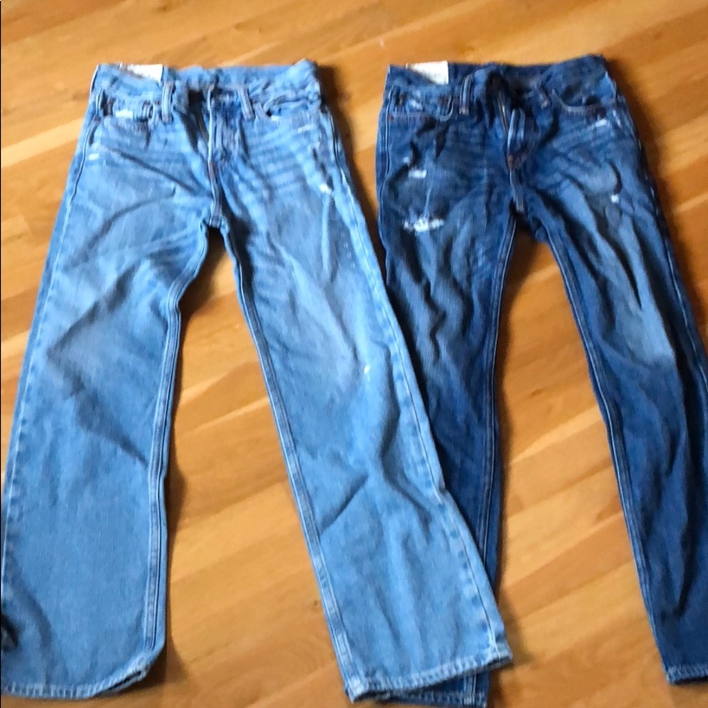 2 PAIRS Boys Abercrombie kids jeans distressed 12
